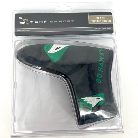 Team Effort North Dakota Hawks Golf Blade Putter Cover New Green Black White - Picture 1 of 4